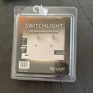 Snap Power LED Illuminated Cover Plate For Double Gang Switch White Auto On/Off
